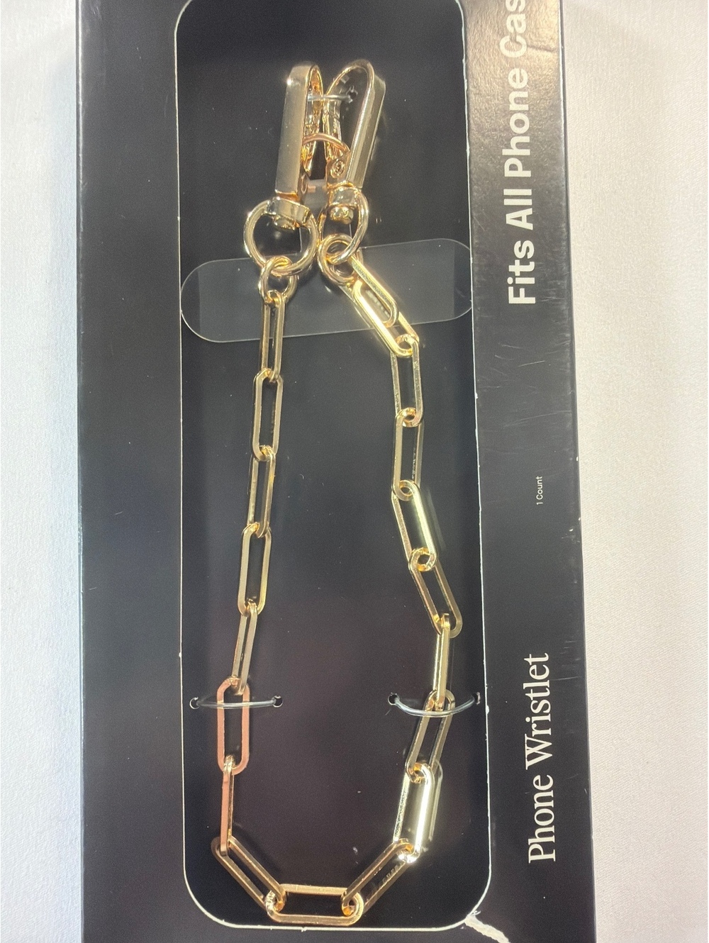 Shiny Gold Chain Phone Wristlet Paper Clip- Fits All Phone Cases Hello Lux NEW
